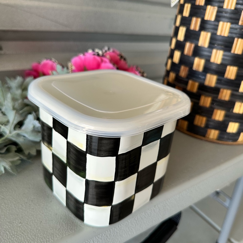MacKenzie-Childs Black and White Checkered Container
